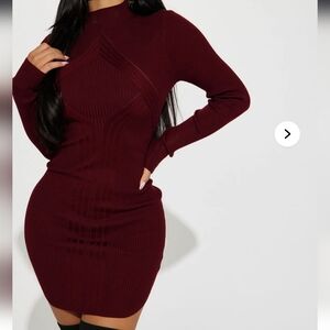 Elegant Burgundy Knit Dress